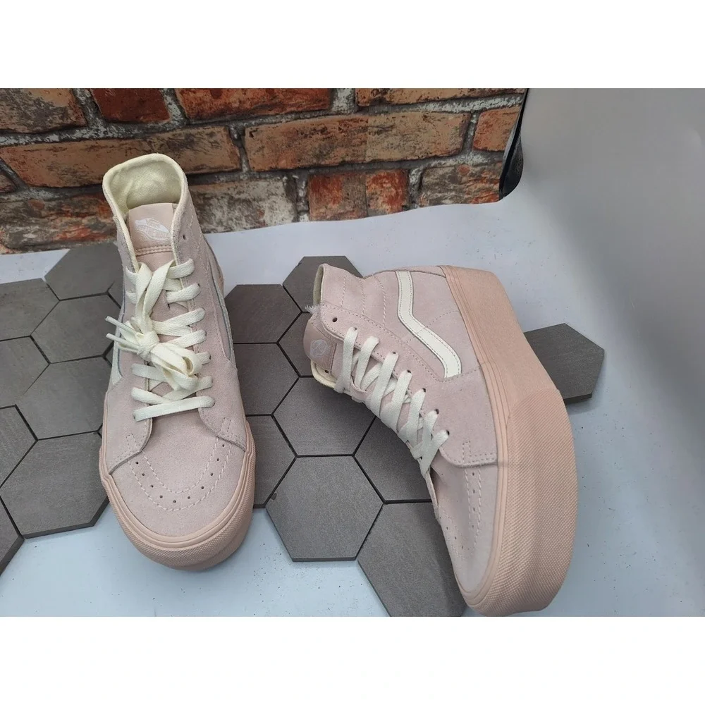Vans Sk8-Hi Tapered Stackform Suede Shell Pink Platform Sneaker Women Sz 9